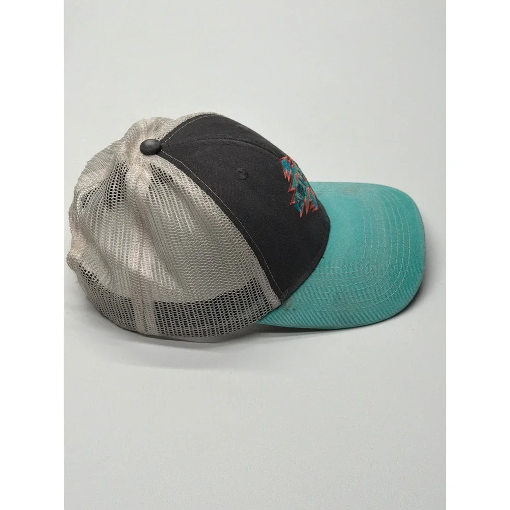 Ariat Youth Snapback Trucker Hat Grey Teal‎ Aztec Logo Mesh Back Cap